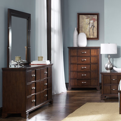 Reflections Bedroom Dresser and Mirror Set in Amaretto