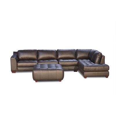 Diamond Sofa Contemporary 3 Piece Leather Sectional with Armless Chair