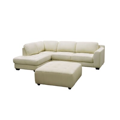 Diamond Sofa Zen Collection Left Facing Chaise Sectional with Ottoman