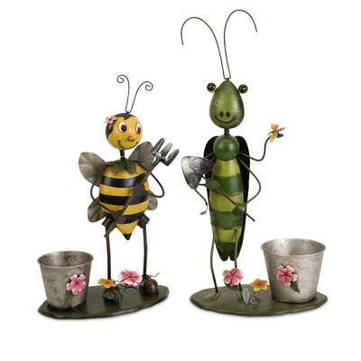 Grasshopper and Bee Planters (Set of 2)