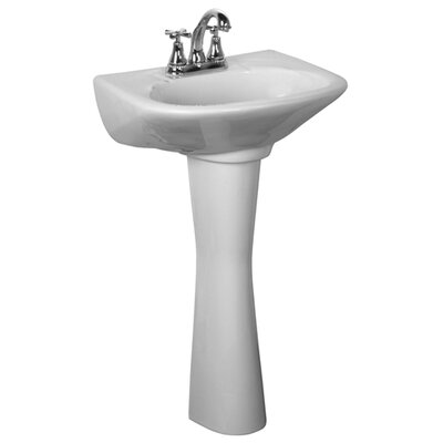 Atlanta All-In-One 4 Centerset Pedestal Bathroom Sink in White Color: Biscuit