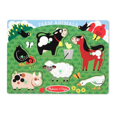 Melissa &amp; Doug Farm Animals Peg Puzzle