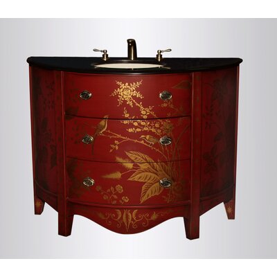 AA Importing Vanity with Bird Design Sink in Red