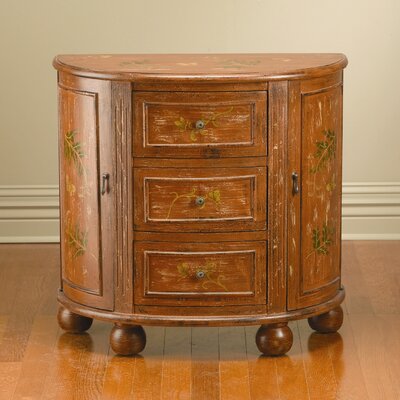 AA Importing 49668 Half Round Console Cabinet Distressed Brown