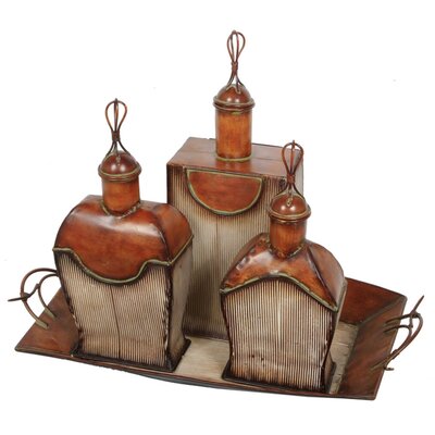 Perfume Bottles and Tray (Set of 4)
