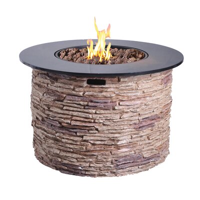Cliff Stone Fire Table with Cover