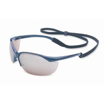 Vapor Safety Glasses With Metallic Blue Frame And Silver Mirror Hard Coat Lens