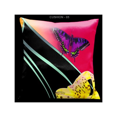 Butterflies and Tiger Lily Pillow in Green and Black