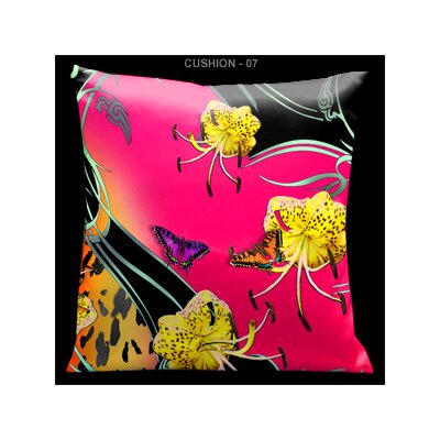 Butterflies and Tiger Lily Pillow in Red and Black
