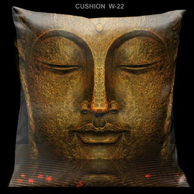 Lama Kasso Zen Full Face Buddha on Black with Red Water Reflection Satin Pillow