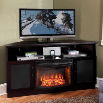 Furnitech 61 TV Stand with Curved Electric Fireplace