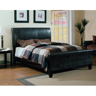 Hazelwood Home Faux Leather Bed in Black Size: King