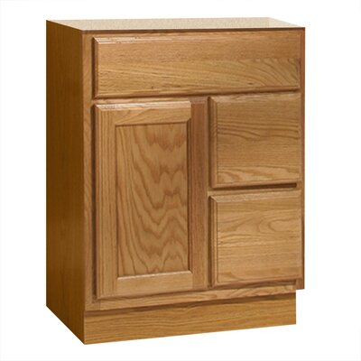 Coastal Collection Bostonian Series 24 x 21 Red Oak Bathroom Vanity with Right-Side Drawers in Honey Oak Finish