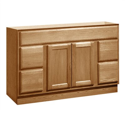 Coastal Collection Bostonian Series 48 x 18 Red Oak Bathroom Vanity with Four Drawers in Honey Oak Finish
