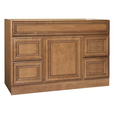 Coastal Collection Heritage Series 48 x 18 Maple Bathroom Vanity with Four Drawers in Ginger Glaze Finish