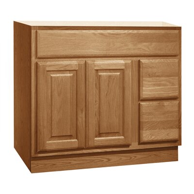Coastal Collection Salerno Series 36 x 18 Maple Bathroom Vanity with Right-Side Drawers in Cider Finish