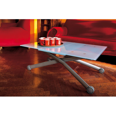 Domitalia Esprit Rectangular Folding Table with Screen Printed Glass Top