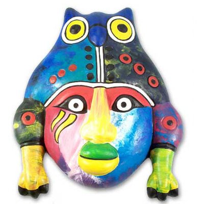Face with Owl Multi Colored Ceramic Mask