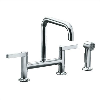 Kohler K-6126-4-SN Torq Two Handle Deck-Mount Bridge Kitchen Sink Faucet