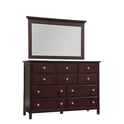 Murray Hill Dresser and Mirror Set in Hand Rubbed Merlot