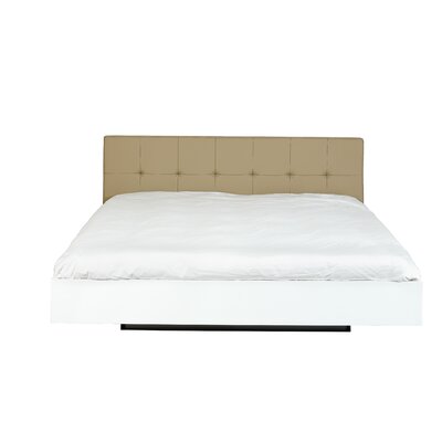 Float Platform Bed Finish: Beige Leather / High Gloss White, Size: King