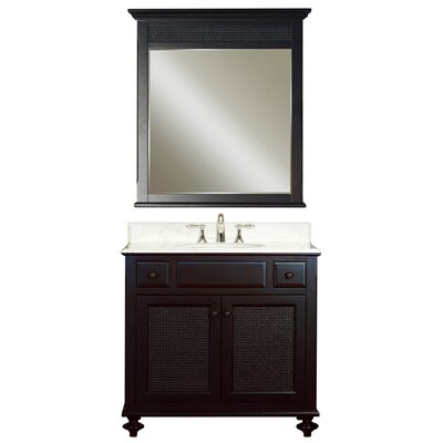 Water Creation London 36-inch Dark Espresso Vanity with Marble Top in Carrara White and Matching Mirror