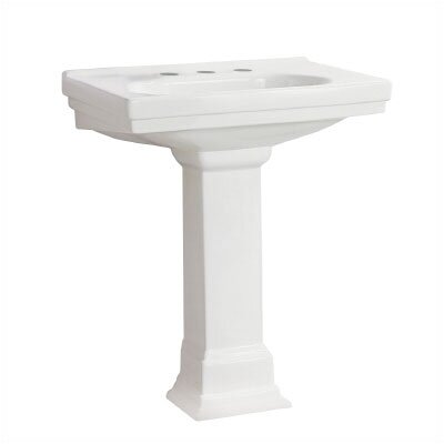 Foremost 2Structure 1 Hole Bathroom Sink and Pedestal Set in White