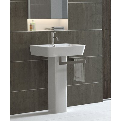 Bissonnet Emma 21.7 Full Pedestal Overflow Bathroom Sink With Optional Towel Bar