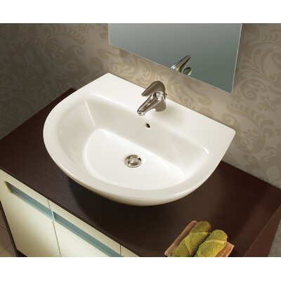 Bissonnet 28030 White Universal Universal Jazz 57 22.4 Bathroom Sink Wall Mount with Overflow 28030