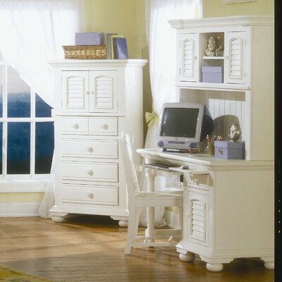Cottage Traditions Computer Desk with Hutch in Distressed Eggshell White