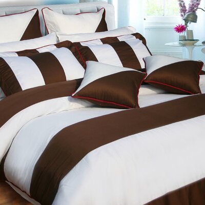 Tribeca Living Egyptian Cotton Duvet Cover Set in Chocolate / White