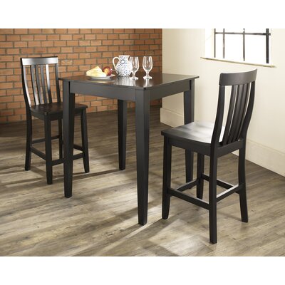 3 Piece Pub Set with Tapered Leg Table and School House Stools - by Crosley - KD320007BK