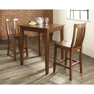 3 Piece Pub Set with Tapered Leg Table and School House Stools - by Crosley - KD320007CH