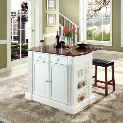 Kitchen Island   Stools on Crosley Drop Leaf Breakfast Bar Top Kitchen Island In White With 24