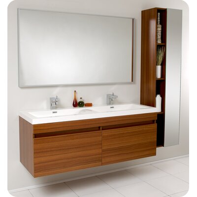 Largo Modern Bathroom Vanity with Wavy Double Sinks