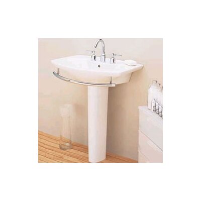 Porcher 24401-00.001 White L Expression L Expression 27 5/8 Pedestal Fire Clay Bathroom Sink with Single Faucet Hole and Overflow