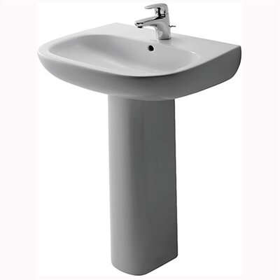 Duravit D-Code 25 Bathroom Sink and Pedestal Set in White