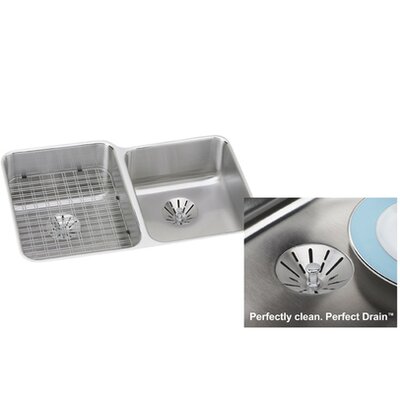 Elkay ELUHWS3120LPD Gourmet Double Bowl Undermount Kitchen Sink with Perfect Drain Kits