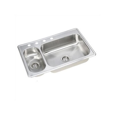 Dayton Elite Top Mount Stainless Steel Double Bowl Sink Larger Bowl: Right