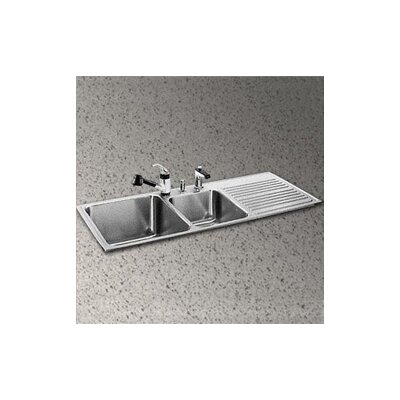 Elkay ILFGR4822L3 Gourmet Lustertone Double Bowl Sink with Three Holes and Right Ribbed Area, Stainl
