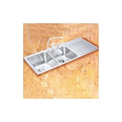 Elkay ILGR4822L-3 Gourmet Top Mount Double Bowl Kitchen Sink with Work Area on Right
