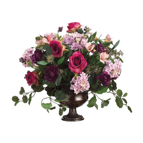 Tori Home 18 Rose, Hydrangea and Aster Floral Arrangement with Urn