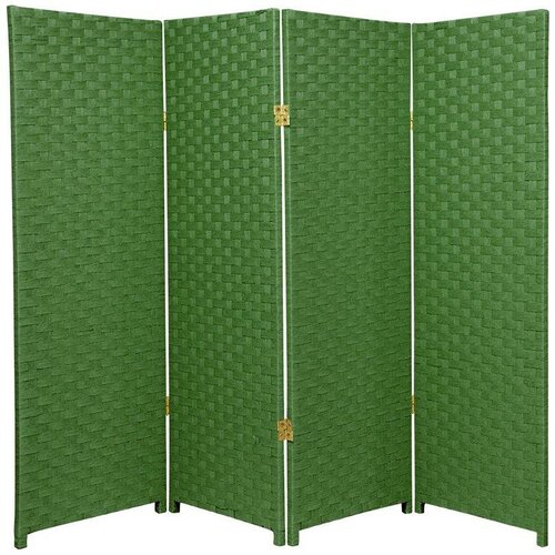 Oriental Furniture Woven Fiber 4 Panel Room Divider in Light Green