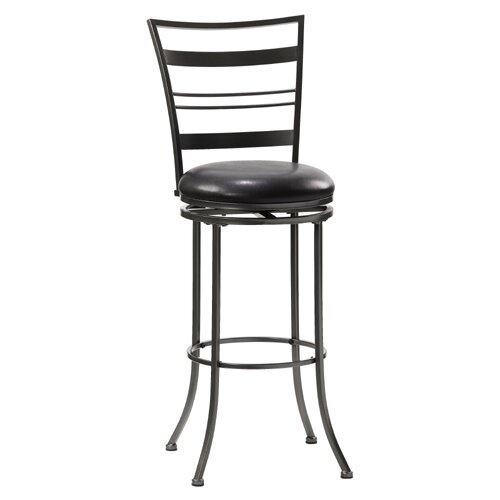 Wildon Home ® Pitkin 29 Bar Stool with Back in Satin Black and Black