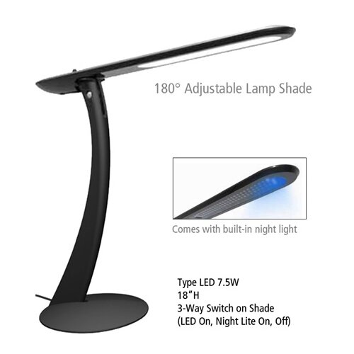 Lite Source Lumian LED Desk Lamp with Night Light in Black