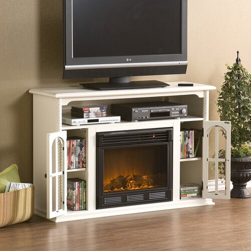   Home Eliot 48 TV Stand with Electric Fireplace in Antique White