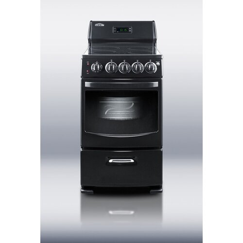 Summit Appliance 20 Wide Deluxe Electric Range in Black   REX204BL