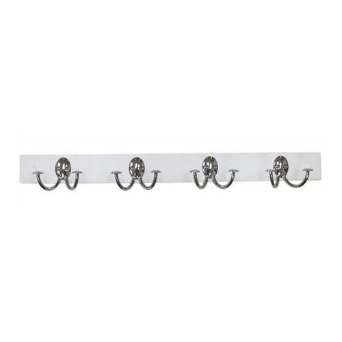 Spectrum Diversified White Wood and Chrome 4 Hook Coat Rack